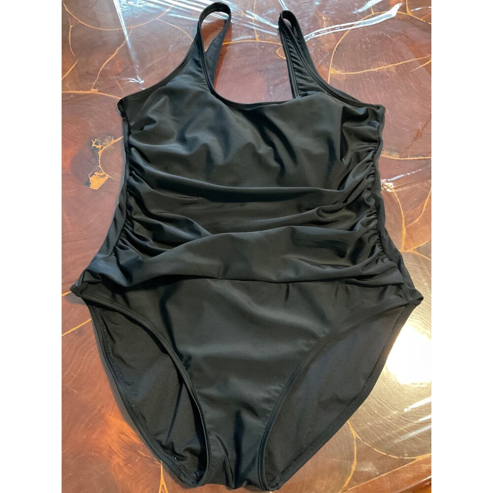 DKNY One Piece Black Swim Suit SZ 16